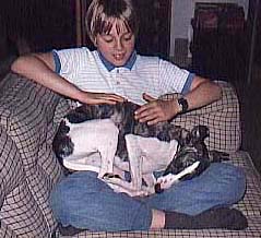 My son Adrian with our first whippet